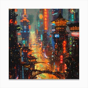 Chinese City At Night Canvas Print