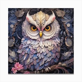 Owl On A Branch Canvas Print