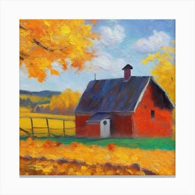 Red Barn In Fall Canvas Print