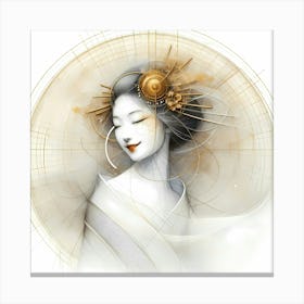 Geisha Happy Smile - Drawing Canvas Print