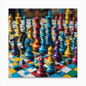 Colorful Chess Board Canvas Print