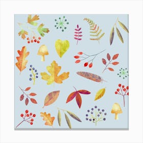 Autumn Leaves Forest Floor Watercolor Canvas Print