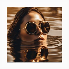 Woman In Sunglasses In Water Canvas Print