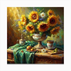 Sunflowers In A Vase 1 Canvas Print