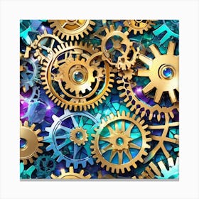 Seamless Background With Gears Canvas Print