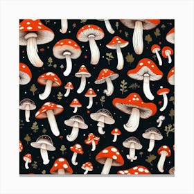 Seamless Pattern With Mushrooms 14 Canvas Print