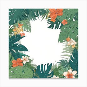 Tropical Leaves Frame 2 Canvas Print