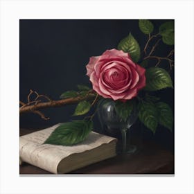 Rose And Book Canvas Print