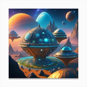 Spaceships And Planets Canvas Print