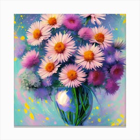 Aster Flowers in a Vase Canvas Print