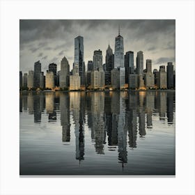 Cityscape Reflected In Water Canvas Print