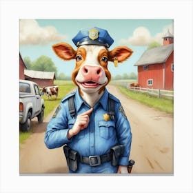 Cow In Uniform Canvas Print