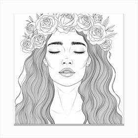 Flower Girl Coloring Page Canvas Print