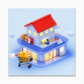 Buyer Shopping Cart Asset Concept Investment Building Purchase House Buy Home Residential (10) Canvas Print