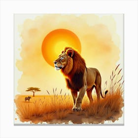 Lion In The Grass Canvas Print