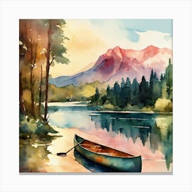 Canoe On The Lake Canvas Print