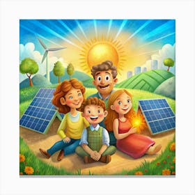 Happy Family Enjoying Green Energy Canvas Print