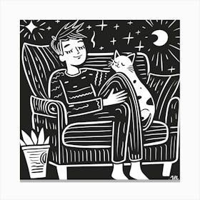 Man And His Cat Canvas Print