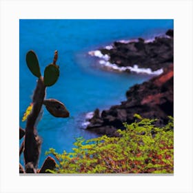 Cactus On The Beach Canvas Print