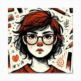 Girl With Glasses Canvas Print