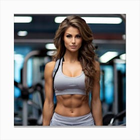 Beautiful Woman In Gym Canvas Print