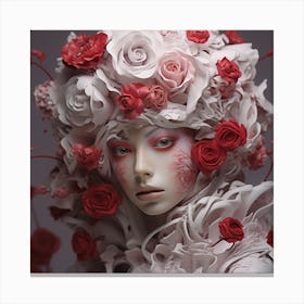 Portrait Of A Woman With Flowers Canvas Print