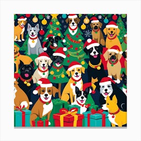 CHRISTMAS PARTY DOGS Canvas Print