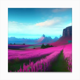 Pink Flower Field Canvas Print