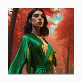 Woman In A Green Dress Canvas Print