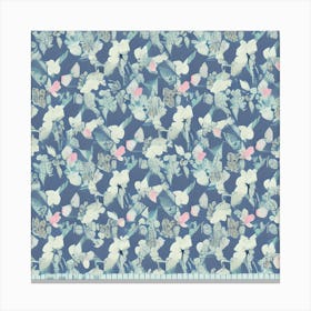 Blue And Pink Floral Print Canvas Print