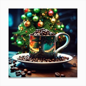 Christmas Tree In Coffee Cup Canvas Print