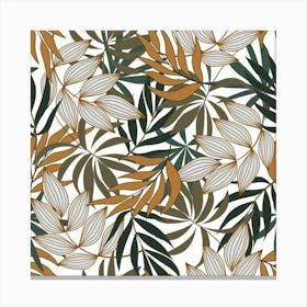 Trendy Seamless Tropical Pattern With Bright White Yellow Flowers Canvas Print