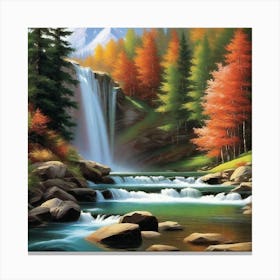 Waterfall In Autumn 20 Canvas Print