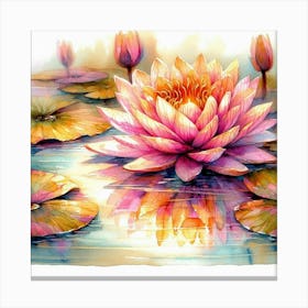 Water Lily Painting Canvas Print