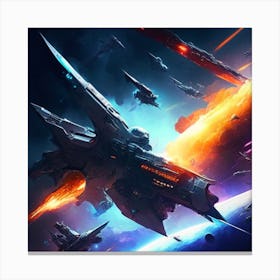 Spaceships In Space Canvas Print