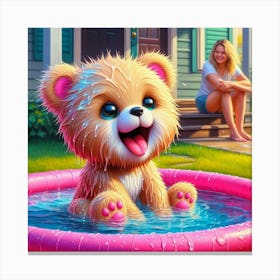 Teddy Bear In The Pool Canvas Print