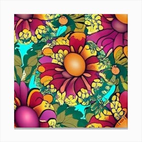  Vibrant African Floral Design With A Mix Of Greens Canvas Print