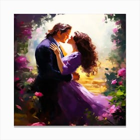 A Man Kissing A Beautiful Woman Canvas Print
