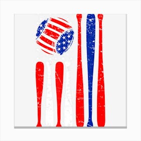 Hot Trend Baseball Player Usa American Flag 4th Of July Canvas Print