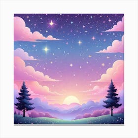 Sky With Twinkling Stars In Pastel Colors Square Composition 242 Canvas Print