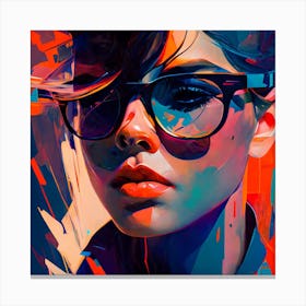 Beauty In Oversized Sunglasses Graffiti Style Print Canvas Print