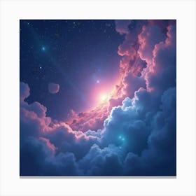 Watercolor Cosmic View With Softly Glowing Stars 1 Canvas Print