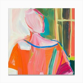 Woman In An Orange Shirt Canvas Print