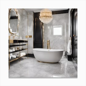 Black And Gold Bathroom Canvas Print