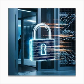 Padlock In A Data Center 1 Canvas Print