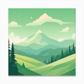 Misty mountains background in green tone 46 Canvas Print