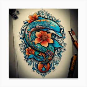 Dolphin Tattoo Design Canvas Print