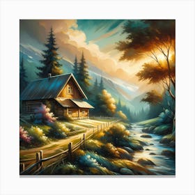 Cabin In The Mountains 1 Canvas Print