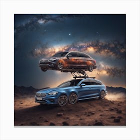 A Car Flaying in the Galaxy A54 Canvas Print