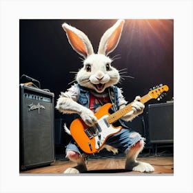 Rabbit Playing Guitar 3 Canvas Print